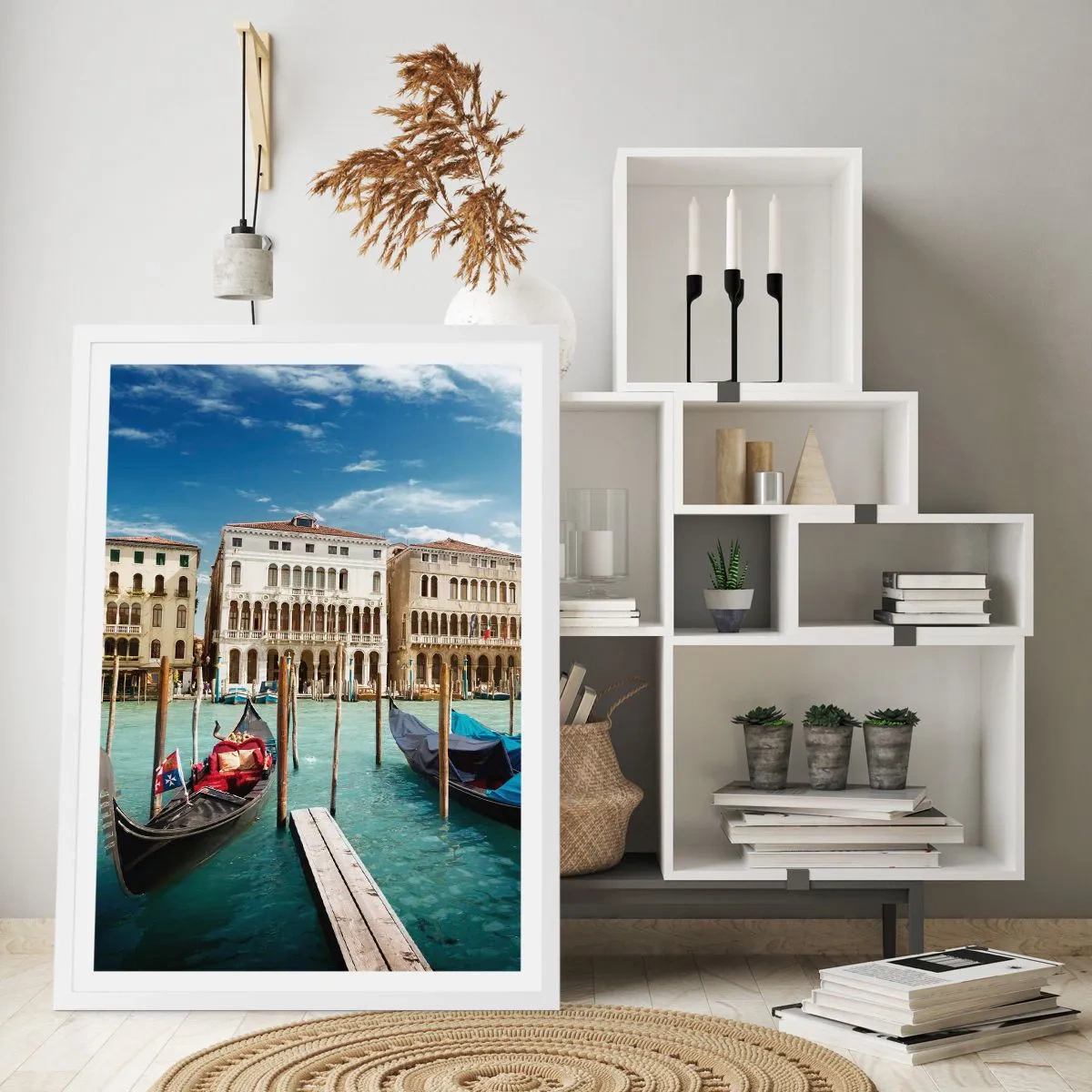 Plagát v bielom ráme - Paláce v modrej - 50x70 cm