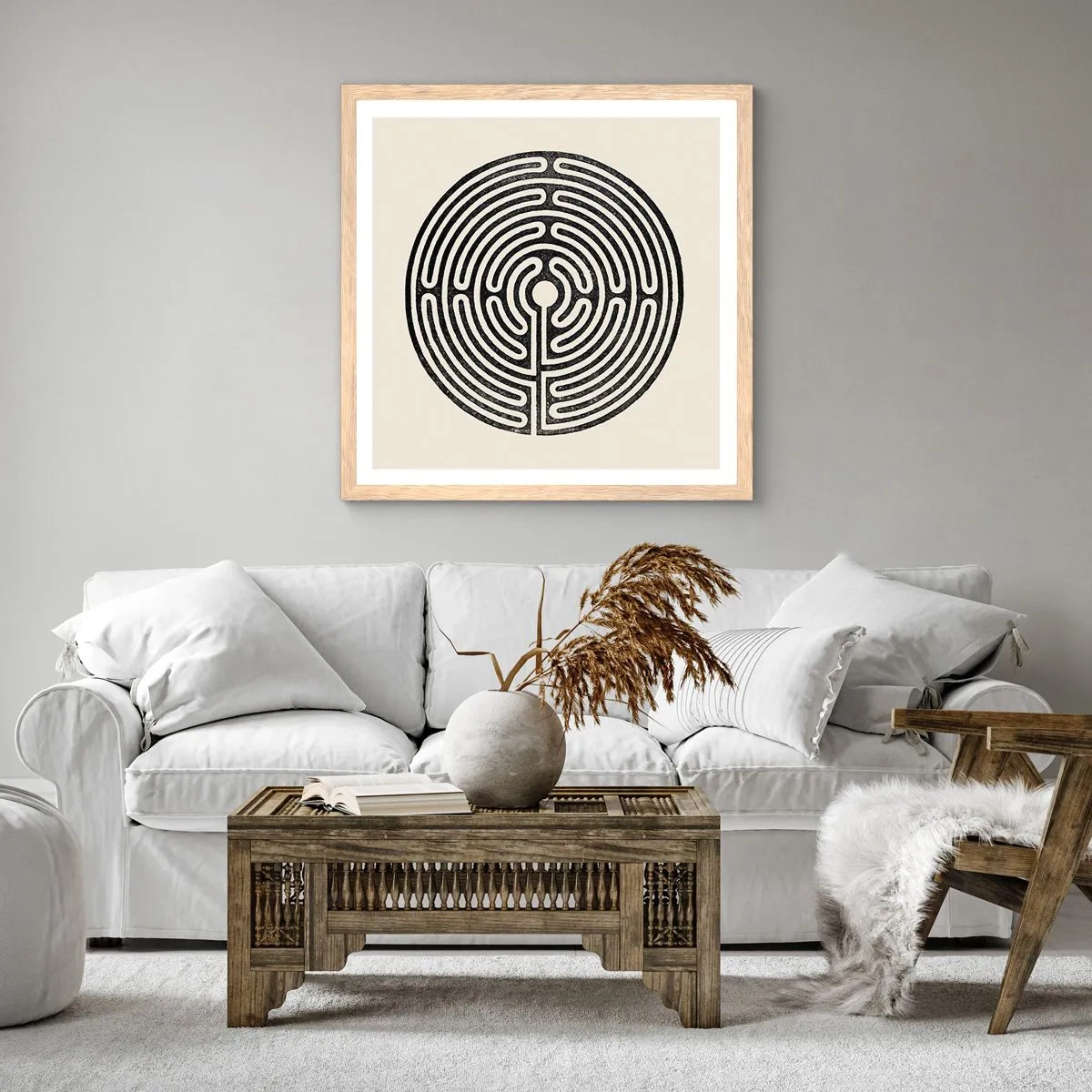 Plagát v ráme zo svetlého duba - Tajomný poriadok - 60x60 cm