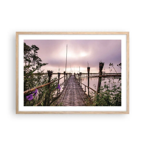 Plagát v ráme zo svetlého duba - Pokoj a pohoda Ázie - 70x50 cm
