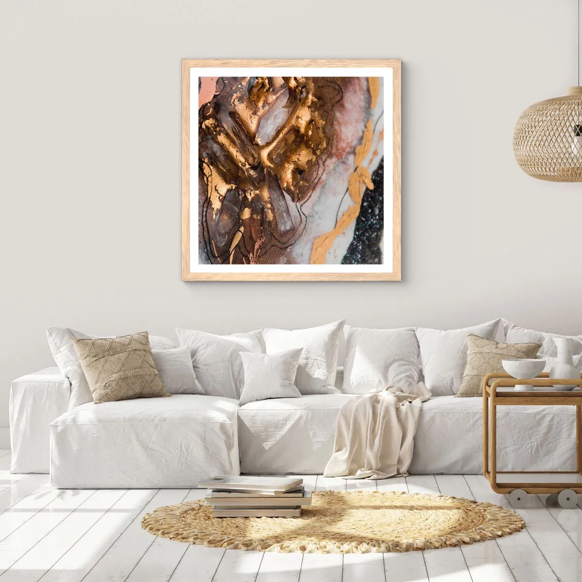 Plagát v ráme zo svetlého duba - Prvok krajiny - 60x60 cm