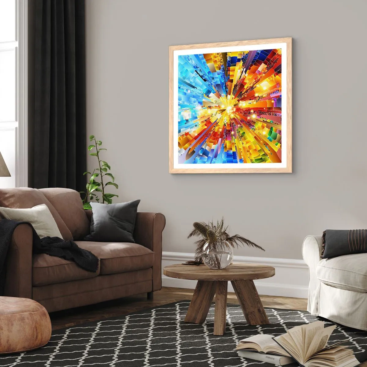 Plagát v ráme zo svetlého duba - In medias res - 40x40 cm