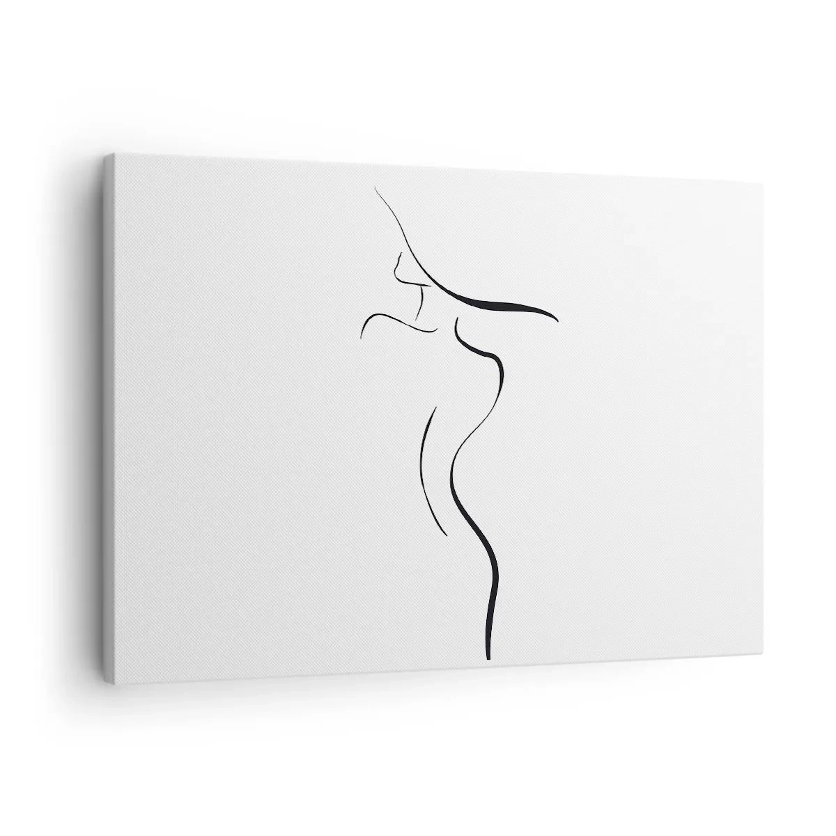 Obraz na plátne - Minimalistický obrys ženskej siluety na bielom pozadí - 70x50cm - Nepolapiteľná ako vlna - Moderná nástenná dekorácia do obývacej izby a spálne ARTTOR