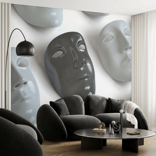 Samolepiaca Fototapeta Deluxe Sticker - Ako sa odlíšiť? - Kus, Benátska maska, Čierna a biela - 200x140 cm