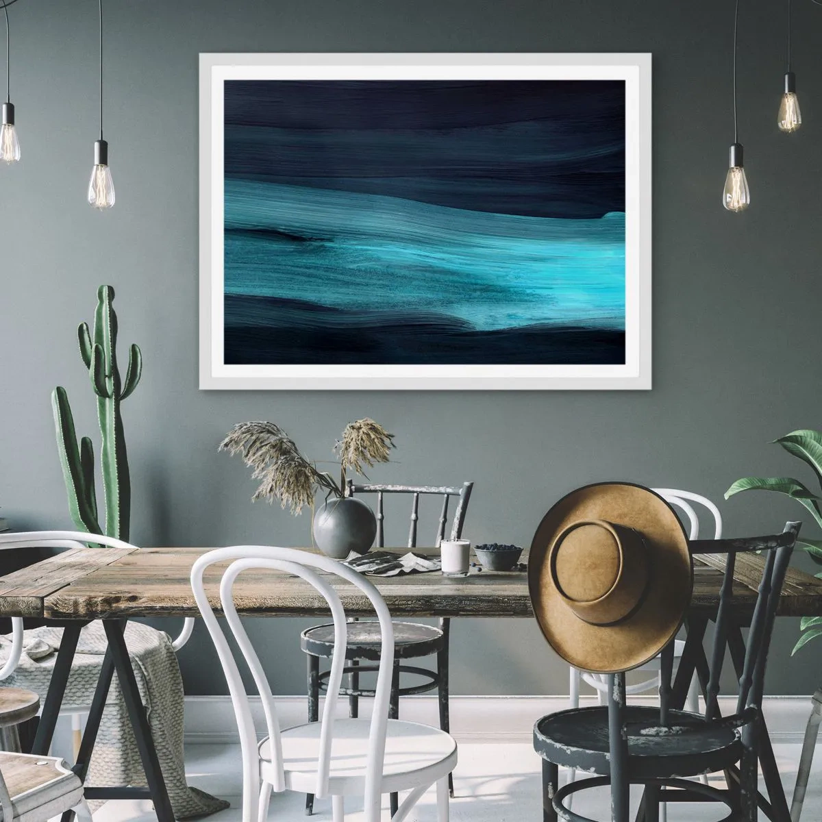 Plagát v bielom ráme - Plávaj s prúdom - 100x70 cm