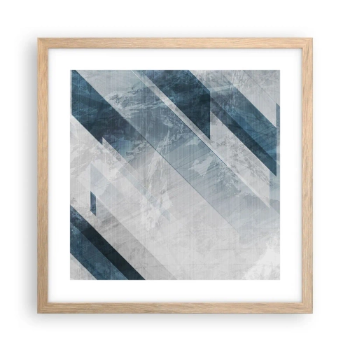 Plagát v ráme zo svetlého duba - Priestorová kompozícia – pohyb šedej - 40x40 cm