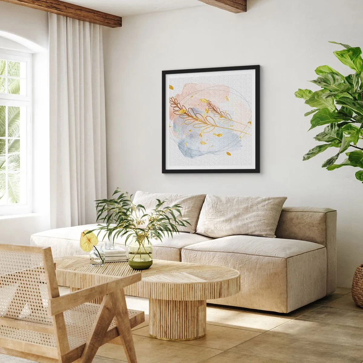 Plagát v čiernom ráme - Zlatý závan - 50x50 cm