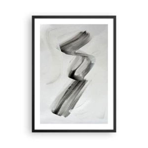 Plagát v čiernom ráme - Minimalistický čiernobiely štetec - 50x70cm - Len tak pre radosť - Moderná nástenná dekorácia do obývacej izby a spálne ARTTOR