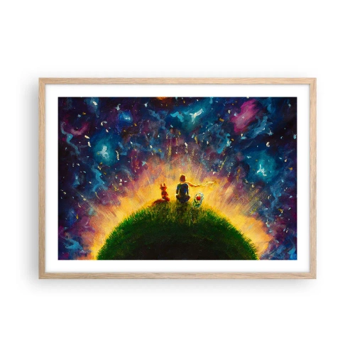 Plagát v ráme zo svetlého duba - Láska a priateľstvo - celý svet - 70x50 cm