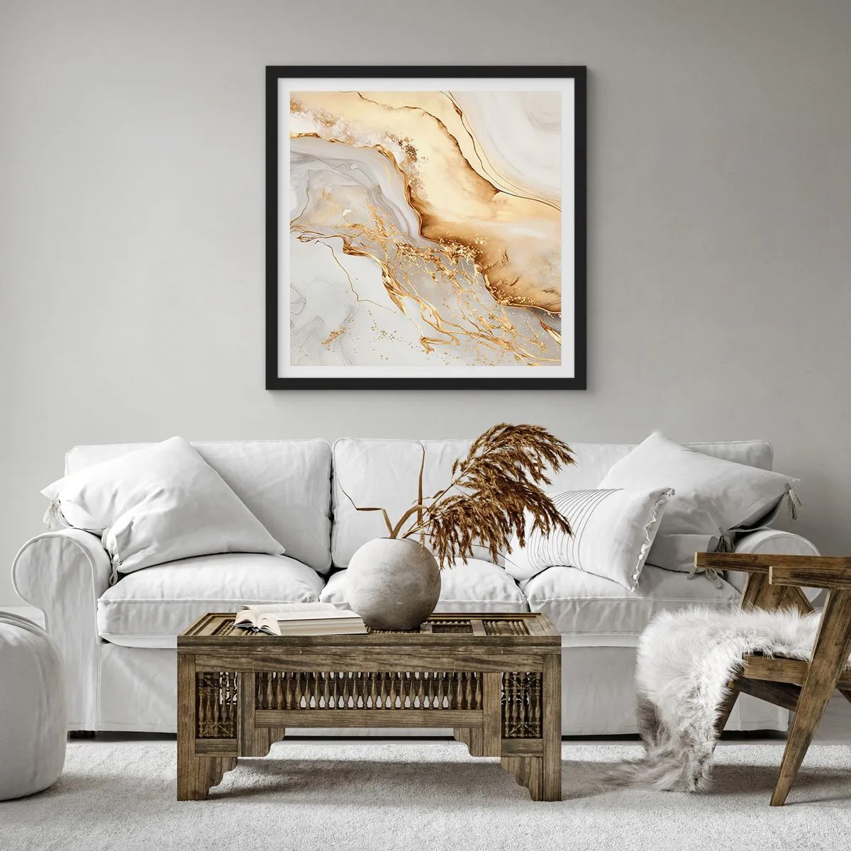 Plagát v čiernom ráme - Abstrakcia: krása a dobro - 30x30 cm