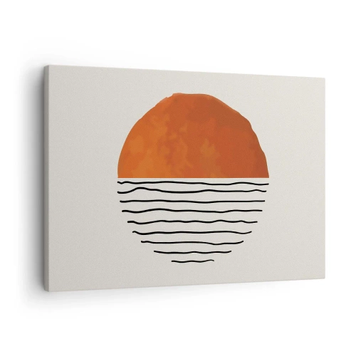 Obraz na plátne - Minimalistický západ slnka nad vlnovkami - 70x50cm - V japonskej atmosfére - Moderná nástenná dekorácia do obývacej izby a spálne ARTTOR