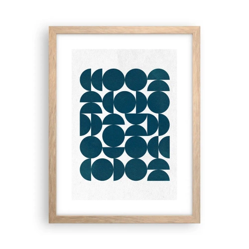 Plagát v ráme zo svetlého duba - Kruhy a polkruhy - 30x40 cm