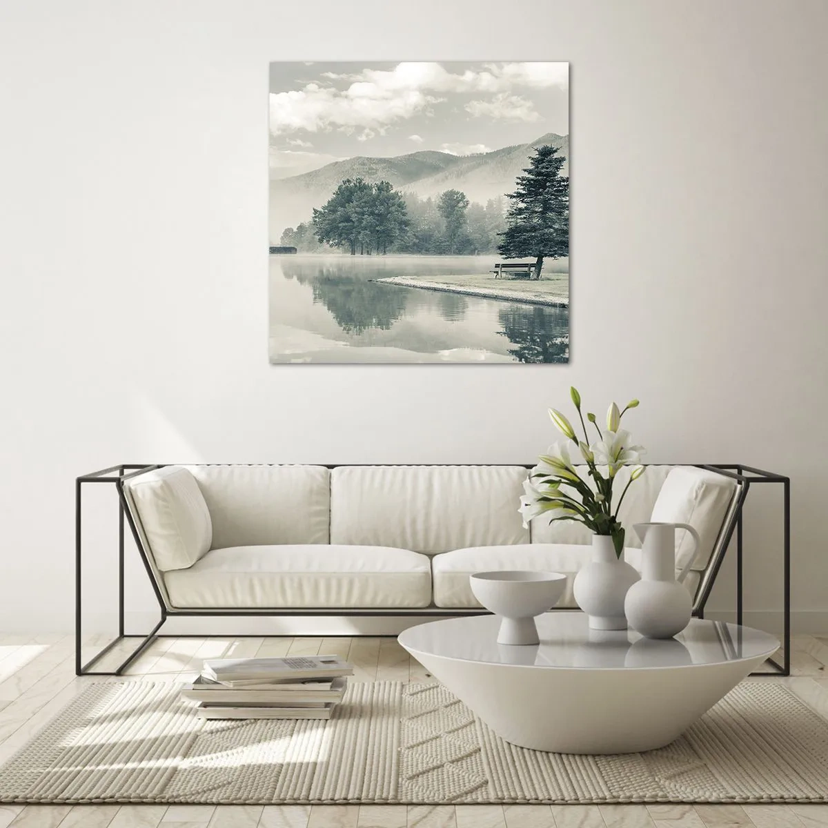 Obraz na skle - Jazero ešte spí - 60x60 cm