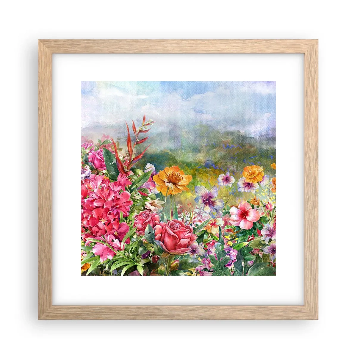 Plagát v ráme zo svetlého duba - Záhrada, ktorá sa zbláznila - 30x30 cm