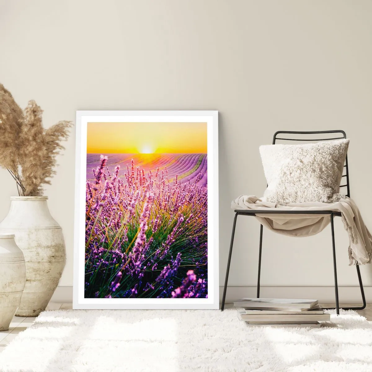 Plagát v bielom ráme - Voňavý lán - 70x100 cm