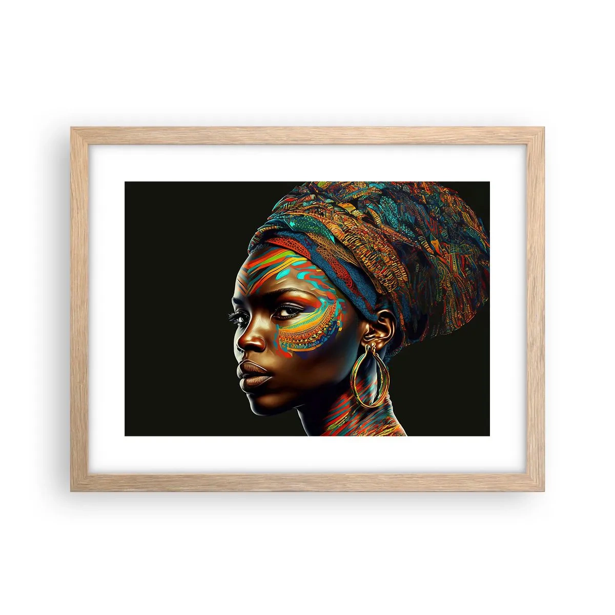 Plagát v ráme zo svetlého duba - Africká kráľovná - 40x30 cm