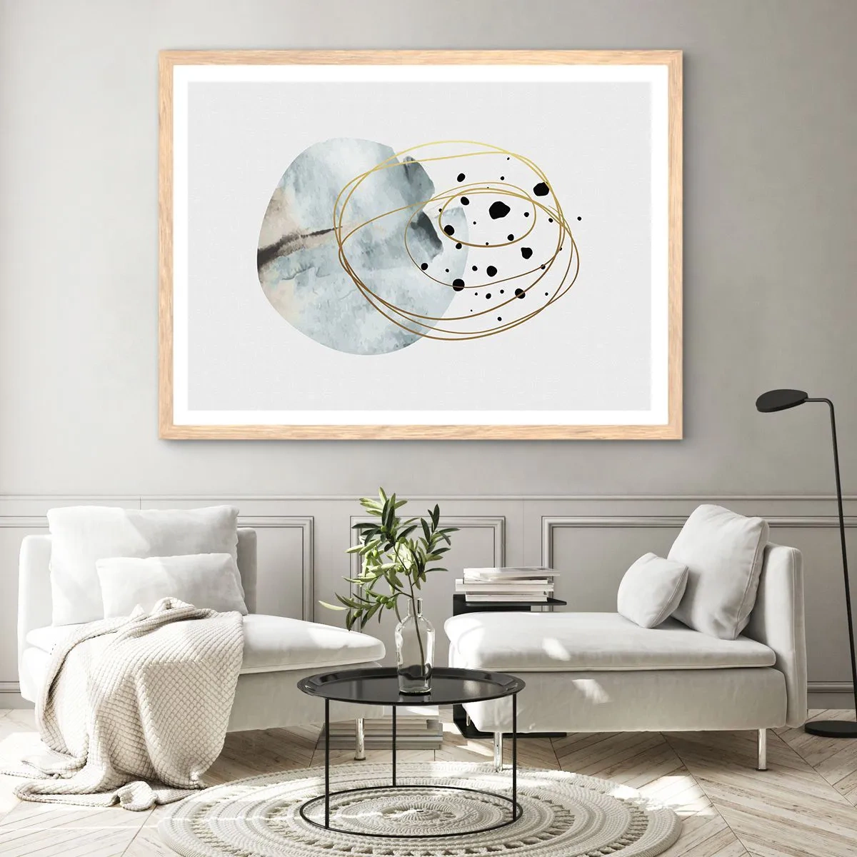 Plagát v ráme zo svetlého duba - V objatí priestoru - 91x61 cm