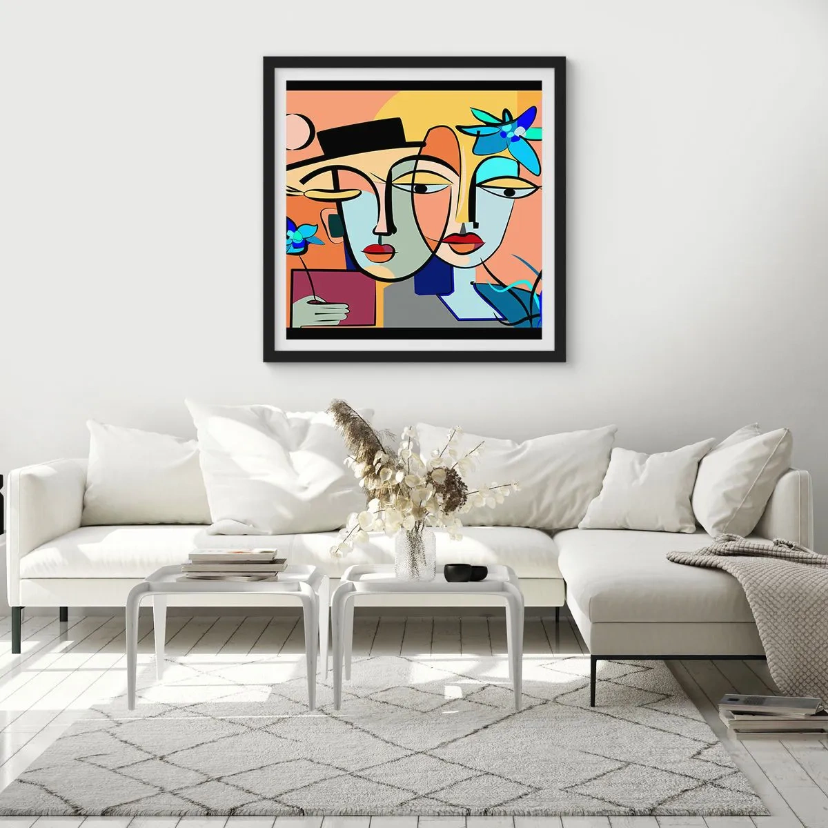 Plagát v čiernom ráme - Picassovo randez vous - 30x30 cm
