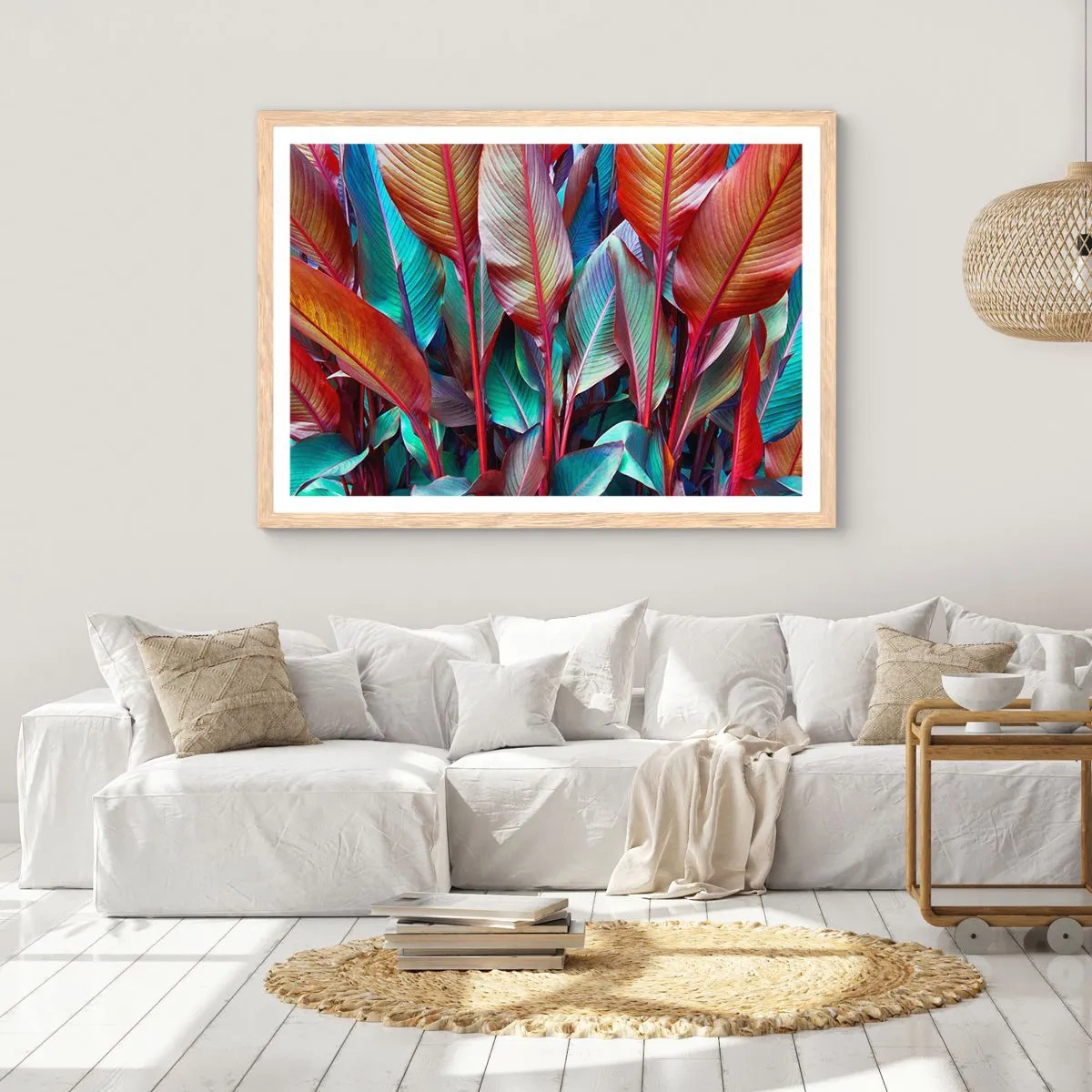Plagát v ráme zo svetlého duba - Farebná húština - 100x70 cm