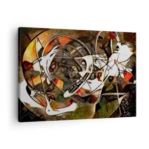 Obraz na plátne - Expresívna abstrakcia v tmavých tónoch s dynamickými líniami. - 70x50cm - Počuješ pohyb? - Moderná nástenná dekorácia do obývacej izby a spálne ARTTOR