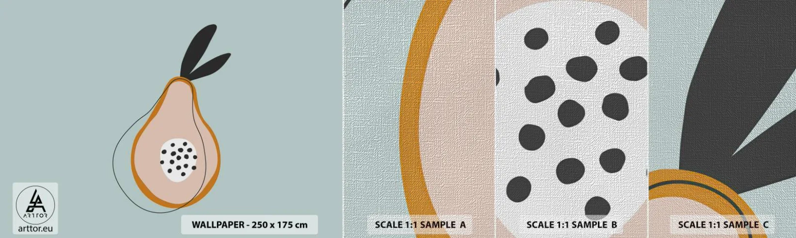 Vzorka fototapety Premium Canvas - Prenikanie do podstaty vecí - Grafika, Hruška, Kus - 100x30 cm