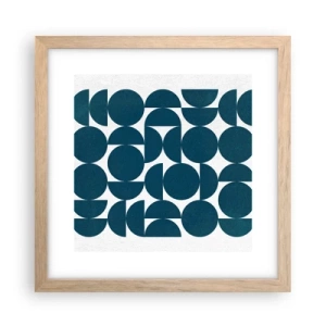 Plagát v ráme zo svetlého duba - Kruhy a polkruhy - 30x30 cm