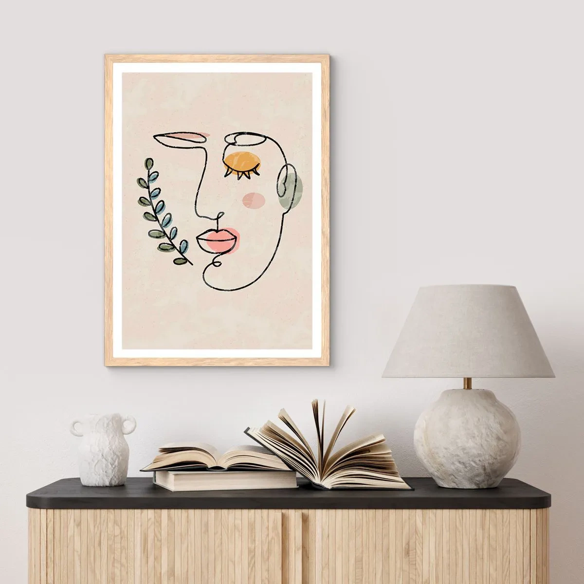 Plagát v ráme zo svetlého duba - Nájdený pokoj - 50x70 cm