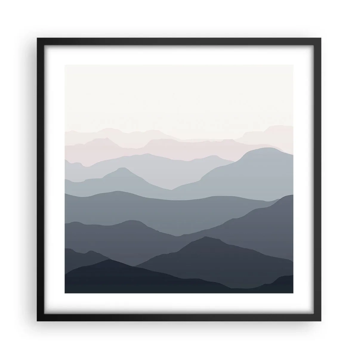 Plagát v čiernom ráme - Vlny hôr - 50x50 cm