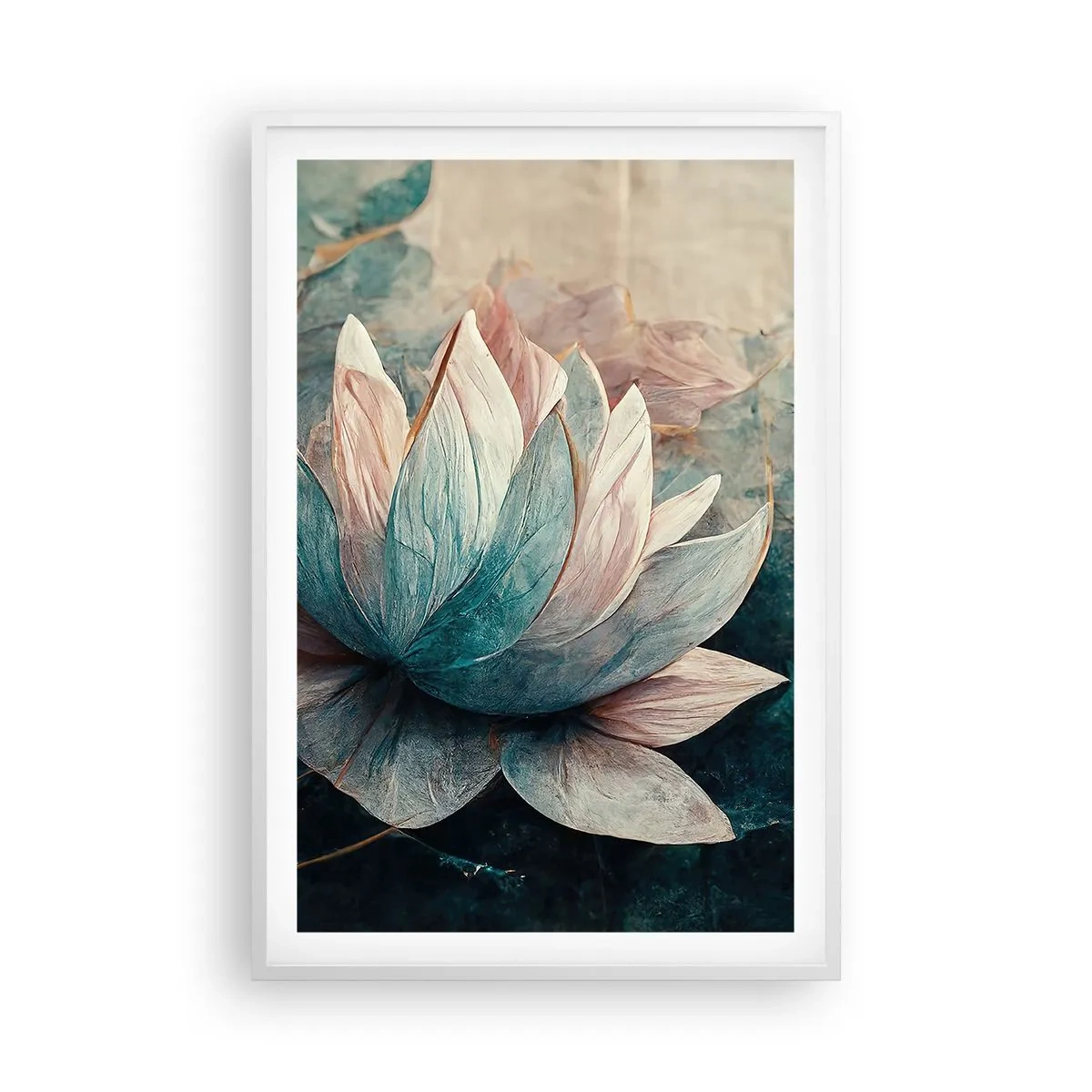 Plagát v bielom ráme - Hviezdy a jazero - 61x91 cm