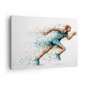 Obraz na plátne - Dynamická bežecká figúrka zložená z drobných častíc - 70x50cm - Život je beh - Moderná nástenná dekorácia do obývacej izby a spálne ARTTOR