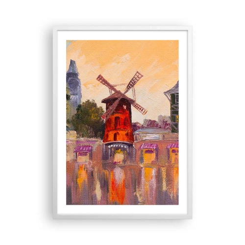 Plagát v bielom ráme - Parížske ikony – Moulin Rouge - 50x70 cm