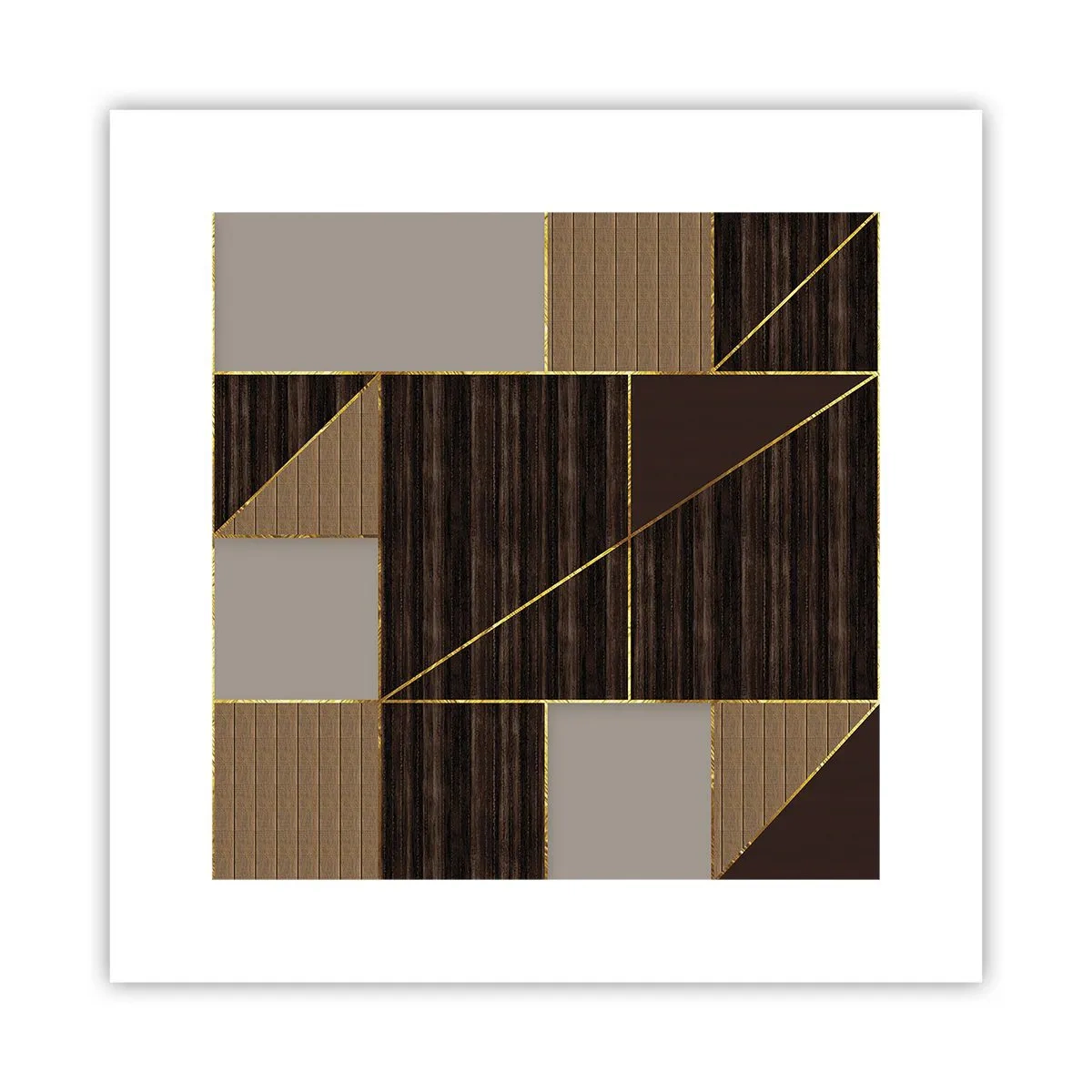 Plagát - Mozaika hnedej a zlatej - 30x30 cm