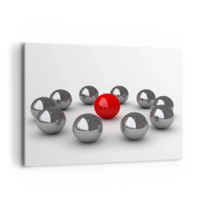 Obraz na plátne - Kruh v striebornej a červenej - 100x70 cm