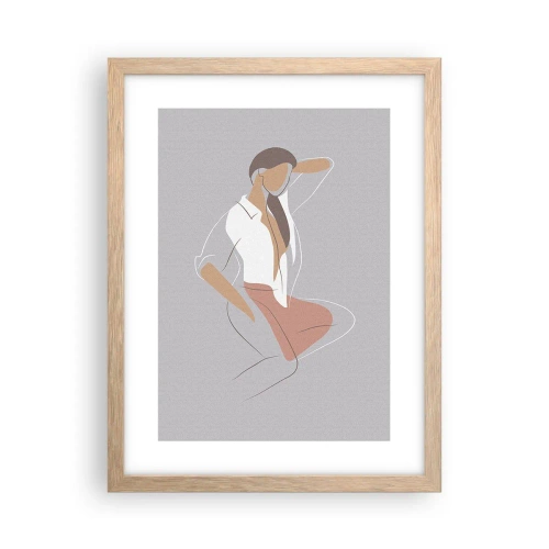 Plagát v ráme zo svetlého duba - Obrys pôvabu - 30x40 cm