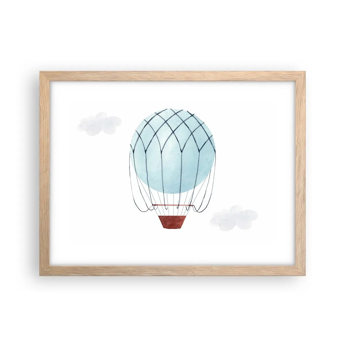 Plagát v ráme zo svetlého duba - Celý v oblakoch - 40x30 cm