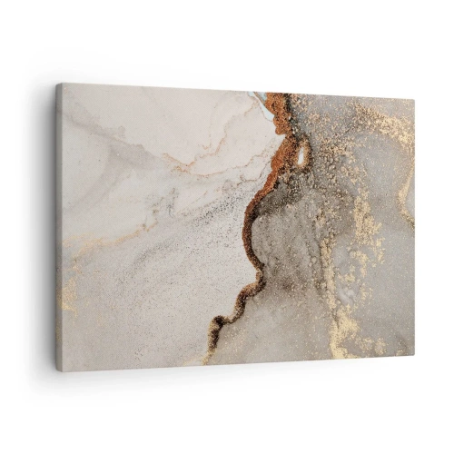 Obraz na plátne - Abstraktný motív s odtieňmi zlatej a sivej - 70x50cm - Na hranici farieb - Moderná nástenná dekorácia do obývacej izby a spálne ARTTOR