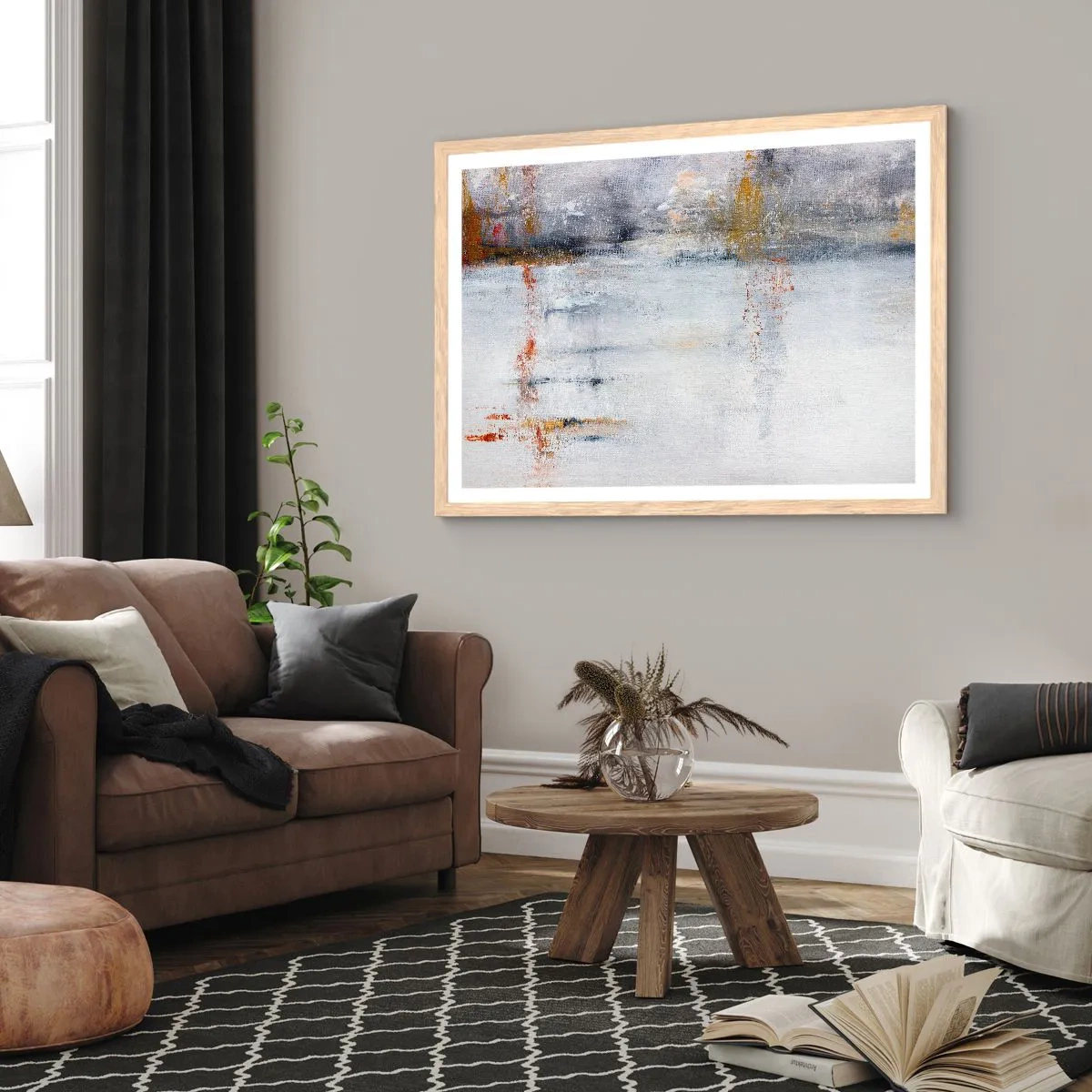 Plagát v ráme zo svetlého duba - Za závojom vzduchu - 100x70 cm