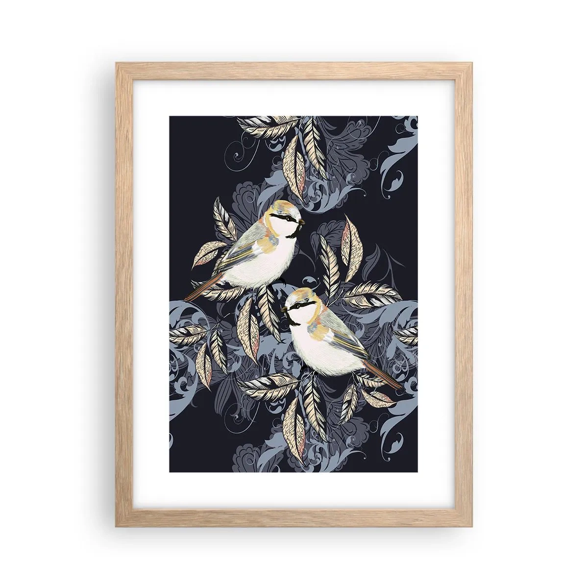 Plagát v ráme zo svetlého duba - Žltomodrá pieseň - 30x40 cm