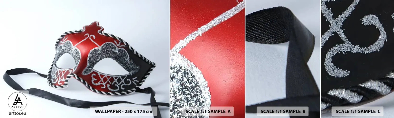 Vzorka Fototapeta Standard Eco - Pozvánka na bál - Benátska maska, Benátky, Karneval - 100x30 cm