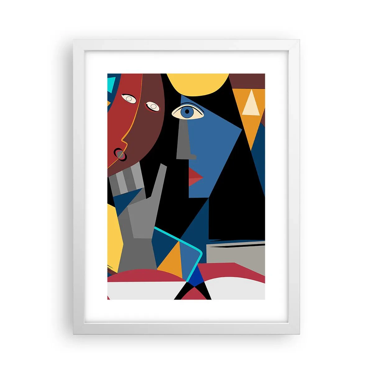 Plagát v bielom ráme - Konverzácia kubistov - 30x40 cm