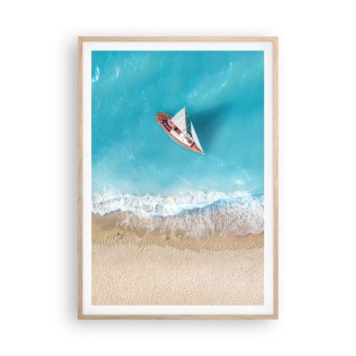Plagát v ráme zo svetlého duba - Na hranici modrej a zlatej - 70x100 cm