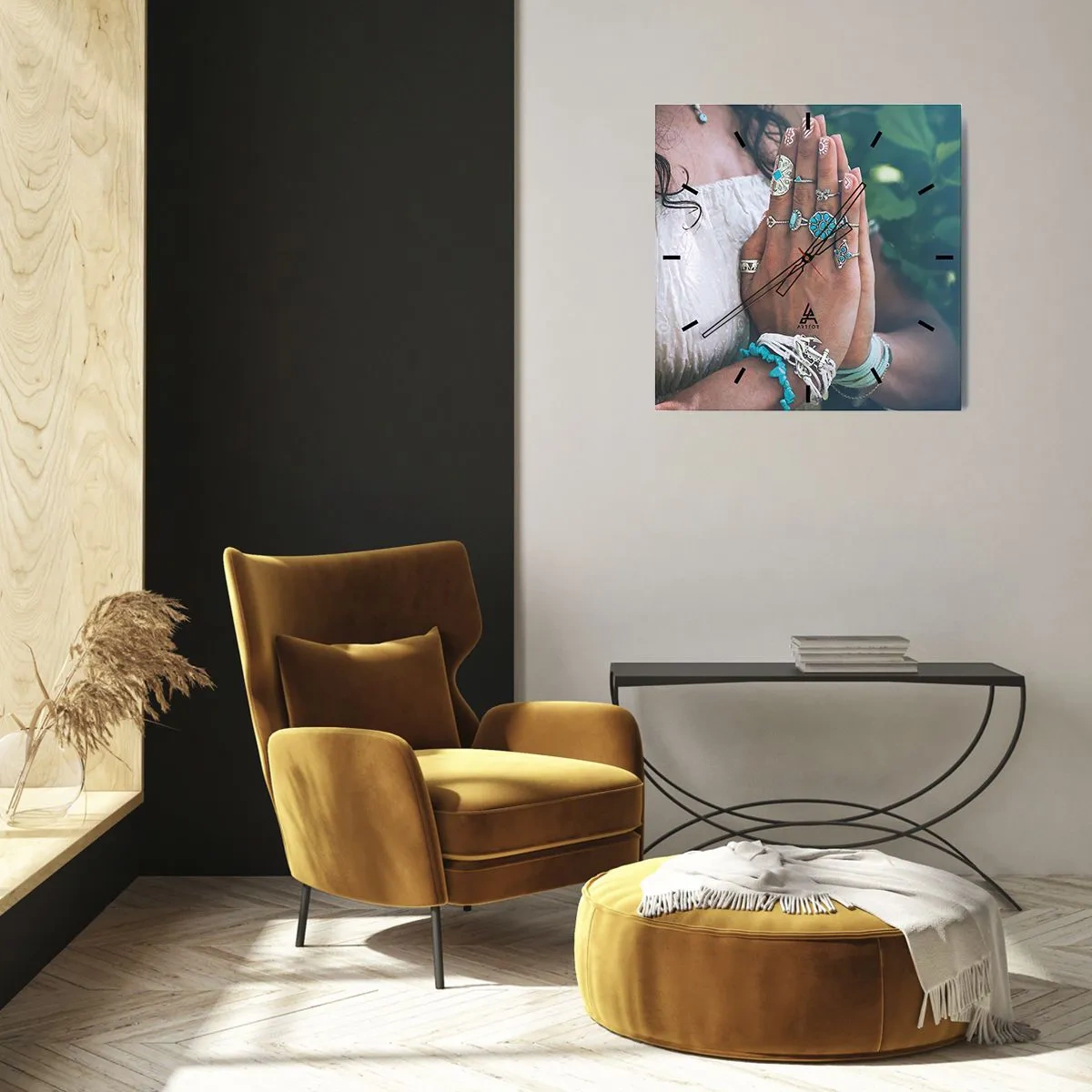 Nástenné hodiny - Vitajte v centre bytia - 40x40 cm