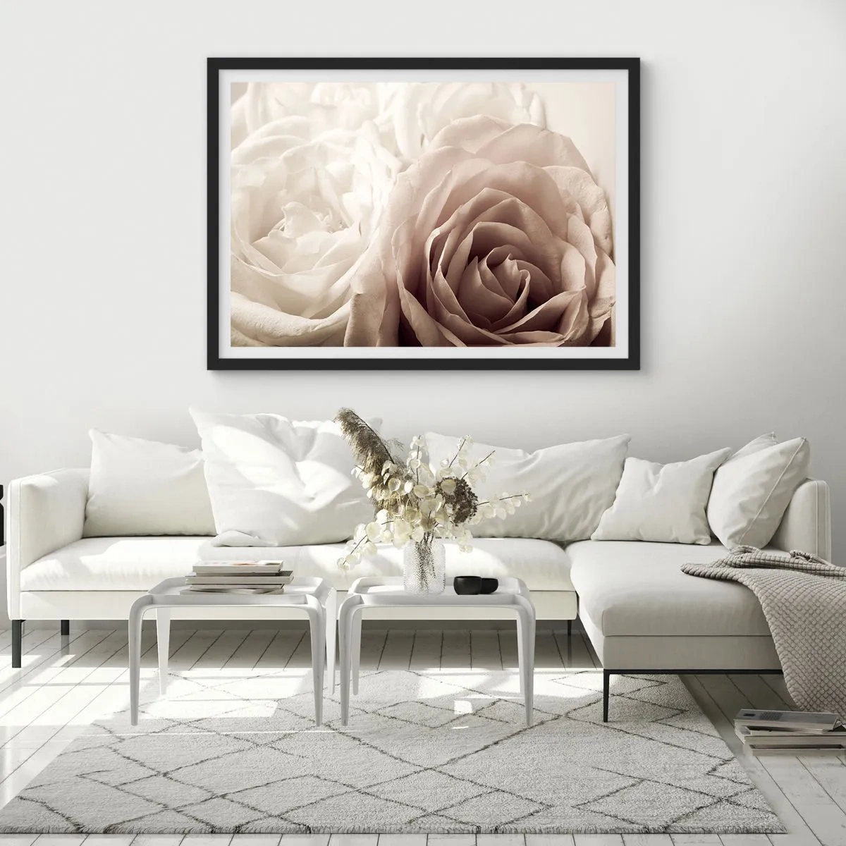 Plagát v čiernom ráme - V srdci ruže - 70x50 cm