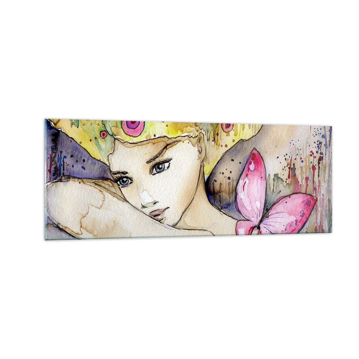 Obraz na skle - Motýlia princezná - 140x50 cm
