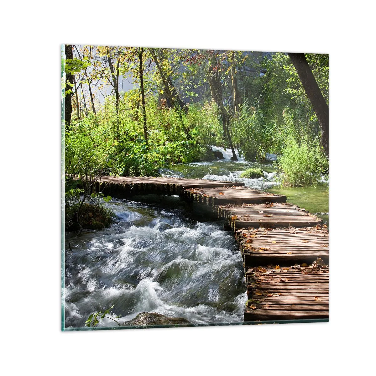 Obraz na skle - Pri spenenom vodopáde - 70x70 cm
