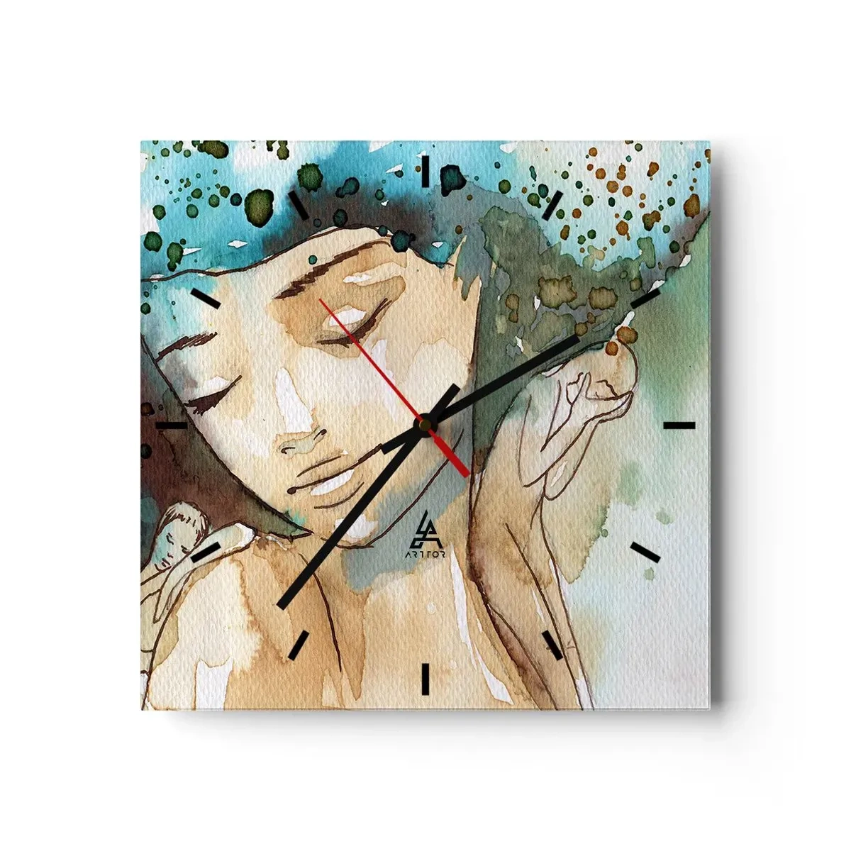 Nástenné hodiny - Lady in blue - 30x30 cm