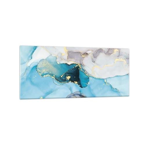 Obraz na skle - Štúdia o stretnutí šedej a tyrkysovej - 120x50 cm