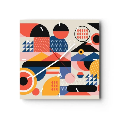 Nástenné hodiny - Kompozícia: poďme sa hrať - 30x30 cm