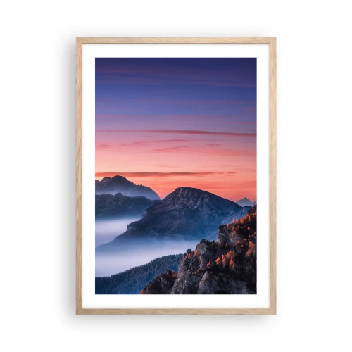 Plagát v ráme zo svetlého duba - Nad údoliami - 50x70 cm