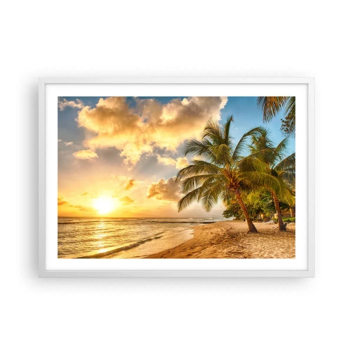 Plagát v bielom ráme - Večné leto, vždy prázdniny - 70x50 cm