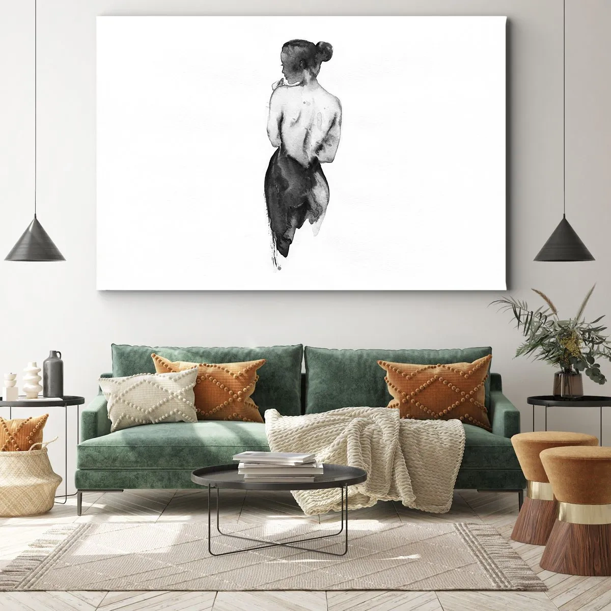 Obraz na plátne - Postava ženy zachytená jemným akvarelom - 70x50cm - Miznúci svet - Moderná nástenná dekorácia do obývacej izby a spálne ARTTOR